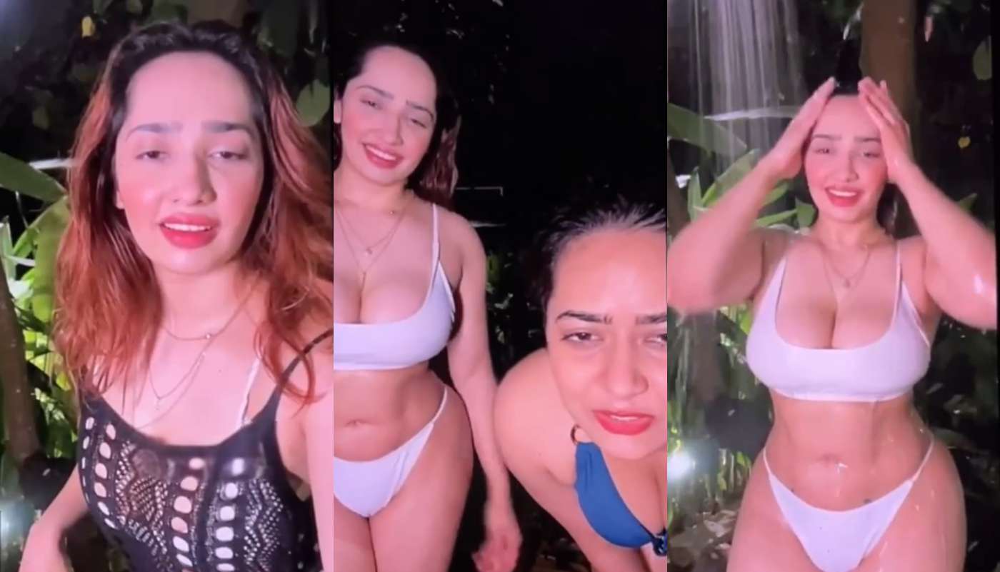 Aditi Mistry nude live With sister outdoor Showers